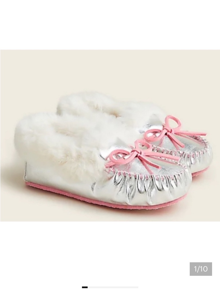 J. Crew Cream Faux-Fur Indoor Slippers